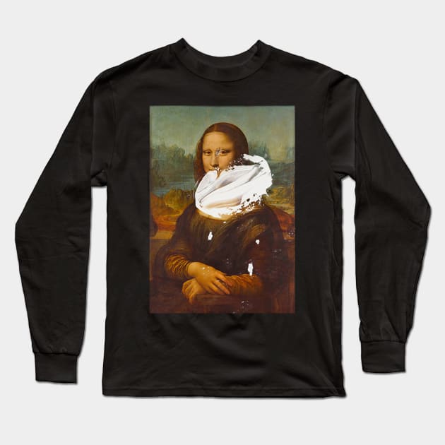 Mona Lisa with custard pie Long Sleeve T-Shirt by Lukasking Tees